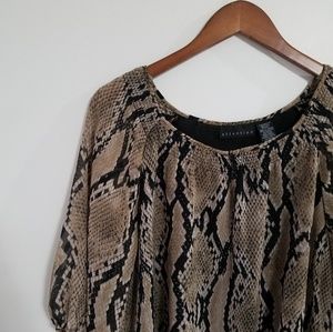 Attention 3/4 Sleeve Snakeskin Print Blouse M